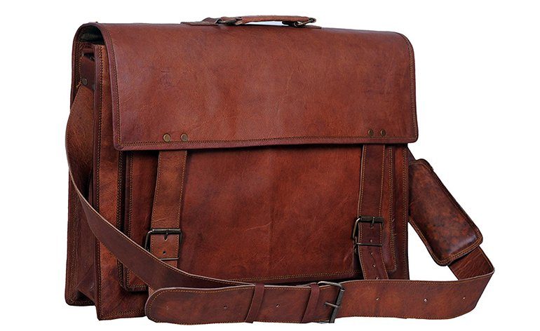Komal’s Passion Leather 18 Inch Retro Leather Laptop Messenger Bag