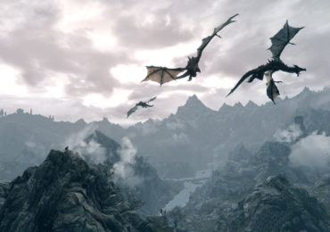 skyrim dragons above hd wallpaper